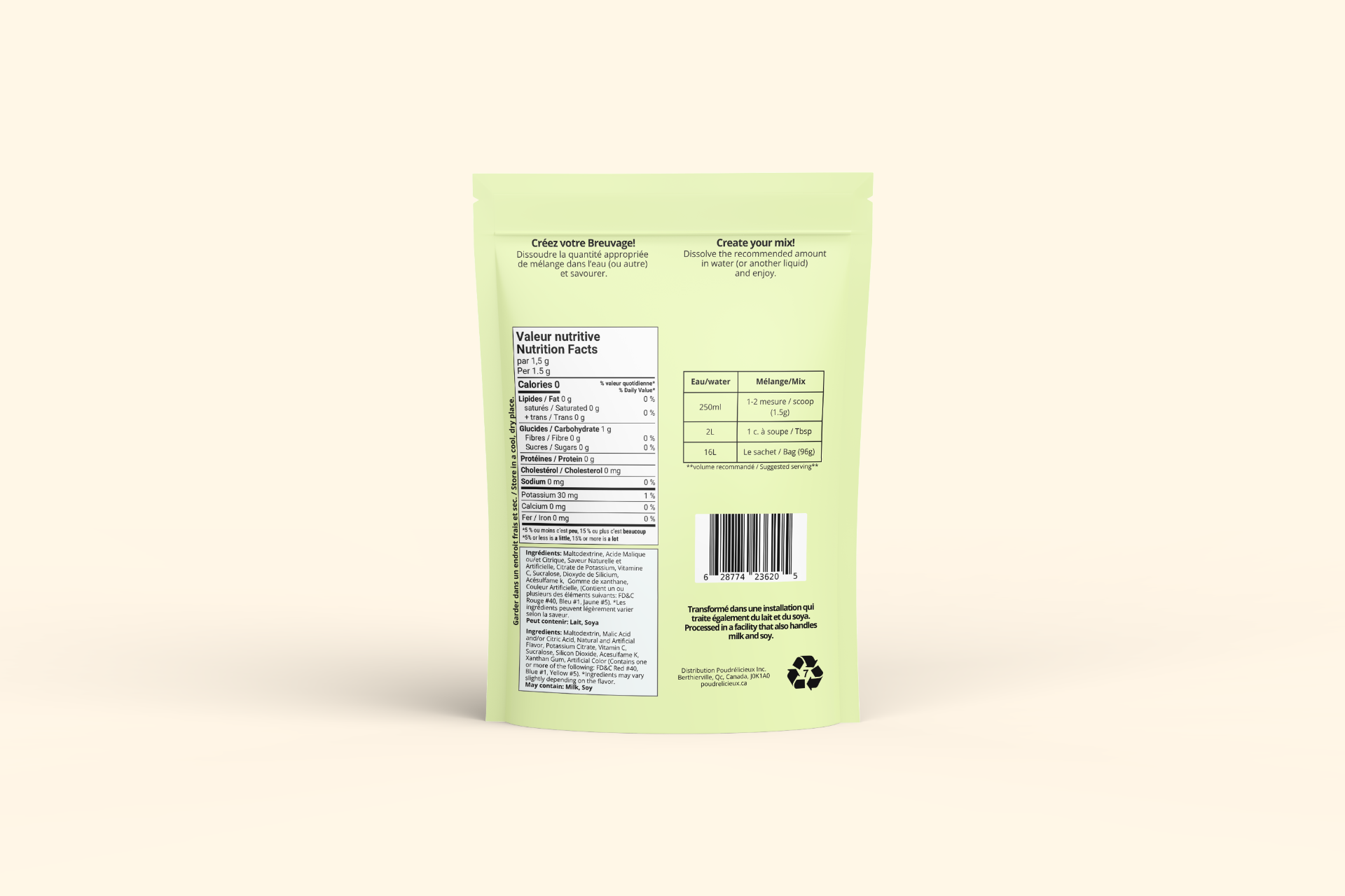 Mélange à boisson — Raisin Blanc — verso