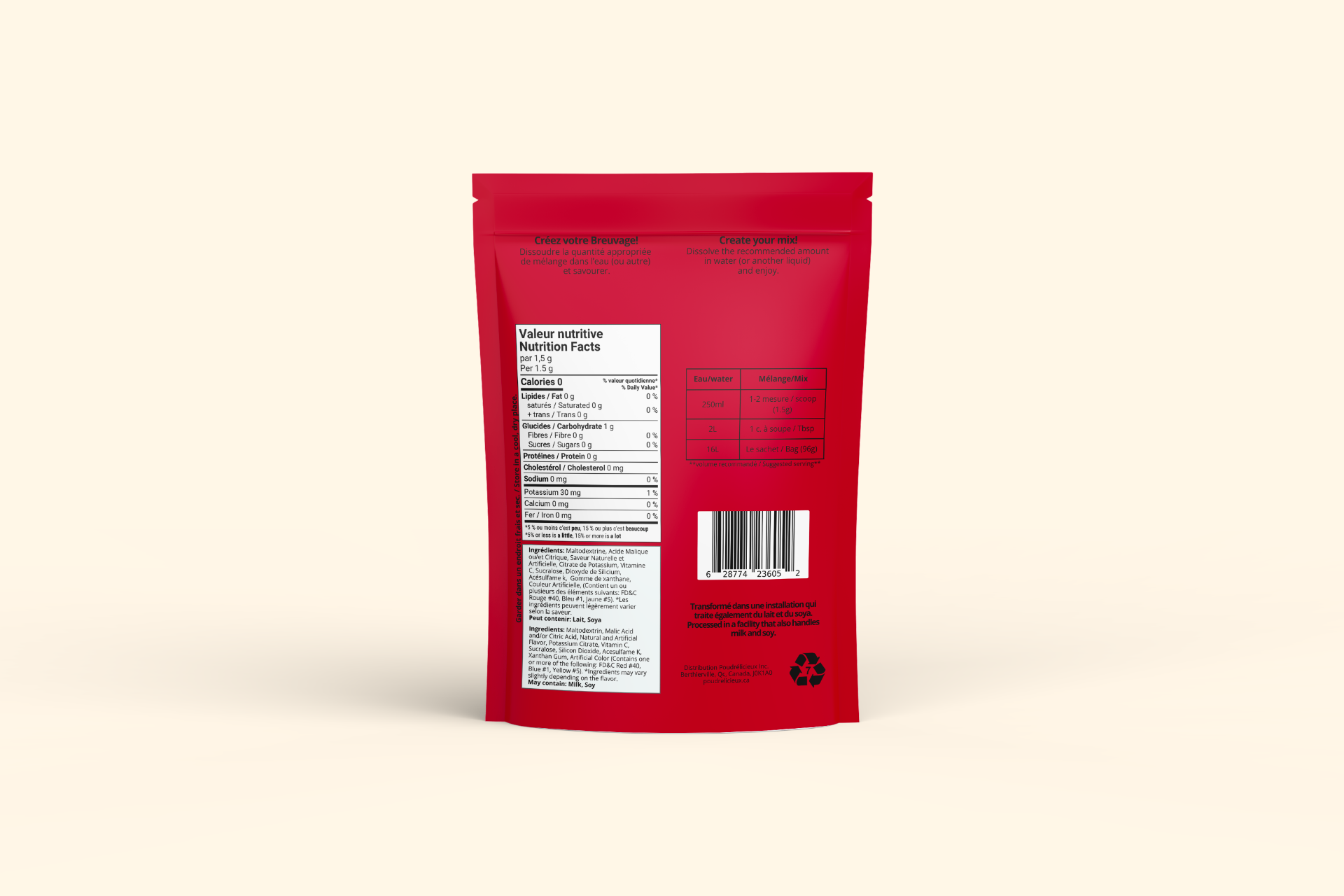 Mélange à boisson — Framboise Rouge — verso