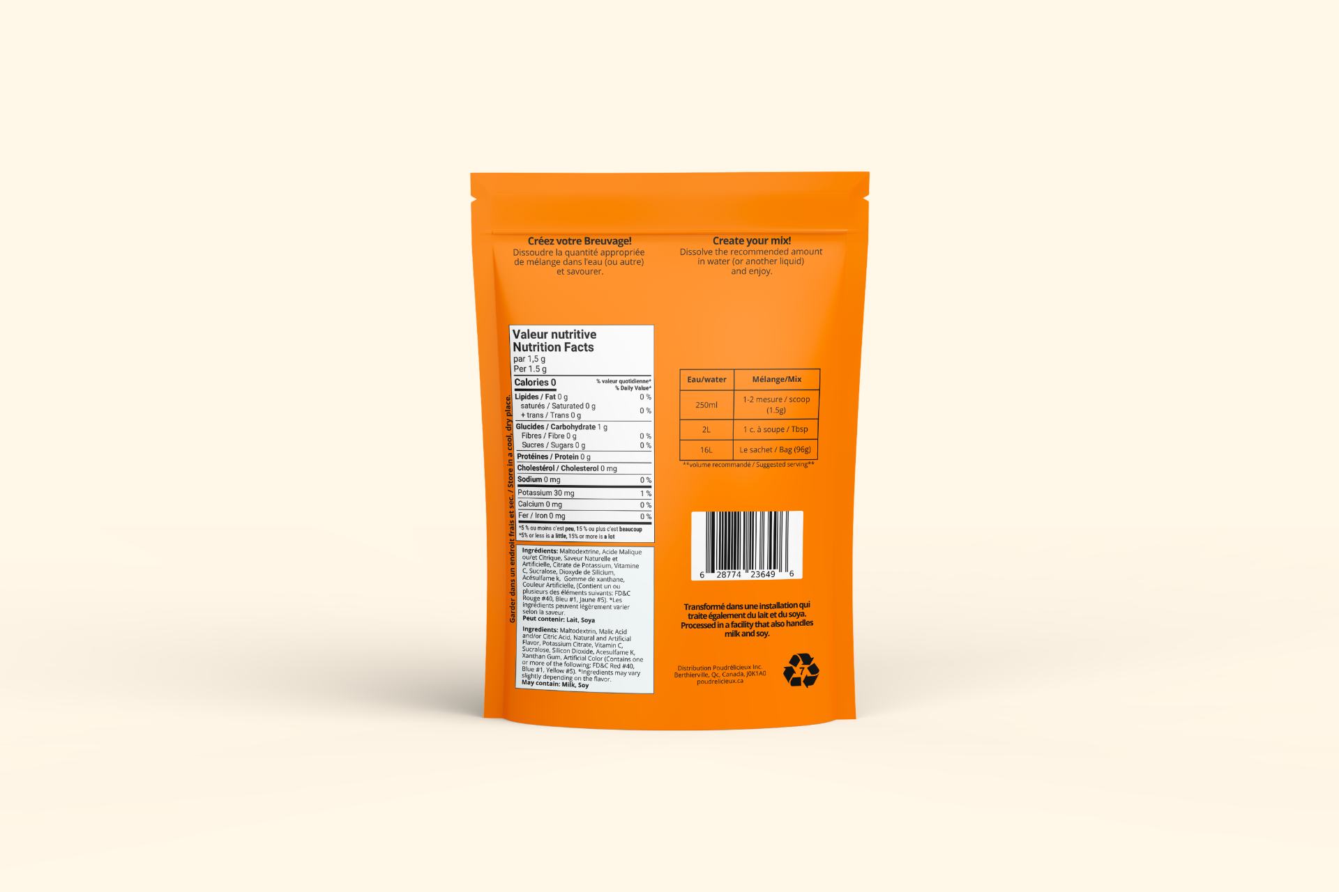 Mélange à boisson — Orange — verso