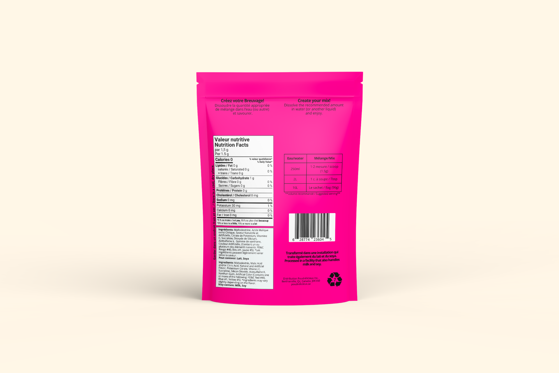 Mélange à boisson — Fruit du Dragon — verso