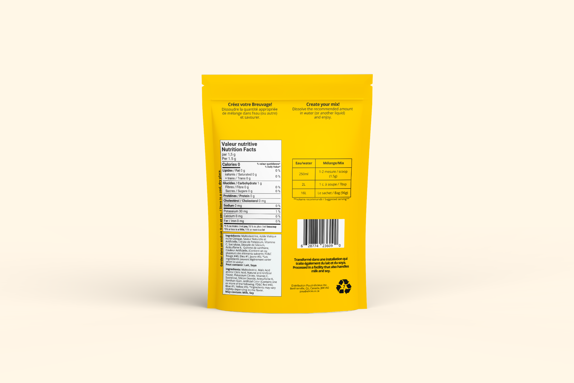 Mélange à boisson — Ananas — verso